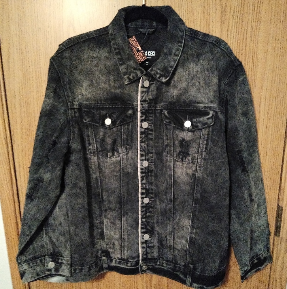 Bee and Ceci distressed black Jean jacket